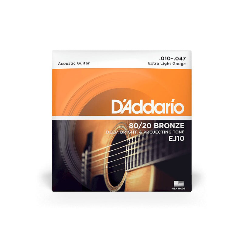 D'Addario EJ10 10-47 Extra Light Set Bronze Acoustic Guitar Strings - ACOUSTIC GUITAR STRINGS - D'ADDARIO - TOMS The Only Music Shop