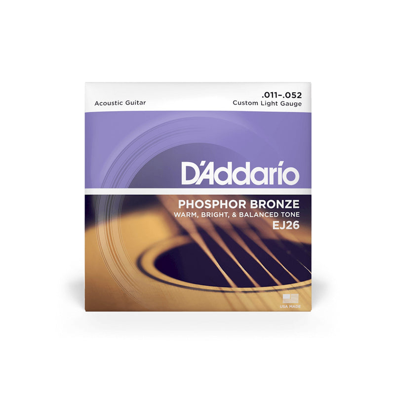 D'Addario EJ26 Custom Light Set 11-52 Phosphor Bronze Acoustic Guitar Strings - ACOUSTIC GUITAR STRINGS - D'ADDARIO - TOMS The Only Music Shop