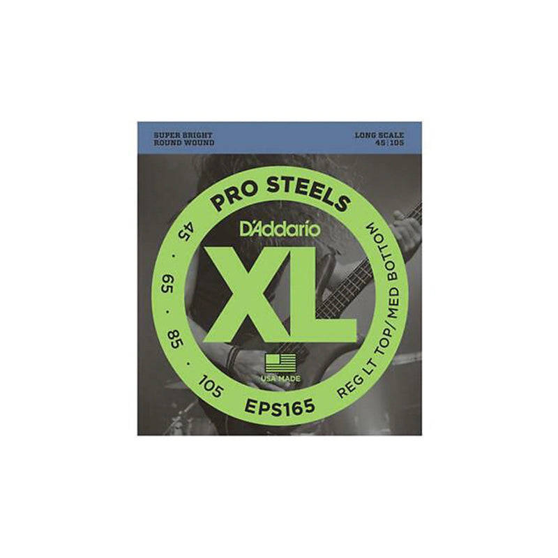 D'Addario ProSteels EPS165 Light Top/Medium Bottom Long Scale Bass Strings - BASS GUITAR STRINGS - D'ADDARIO - TOMS The Only Music Shop