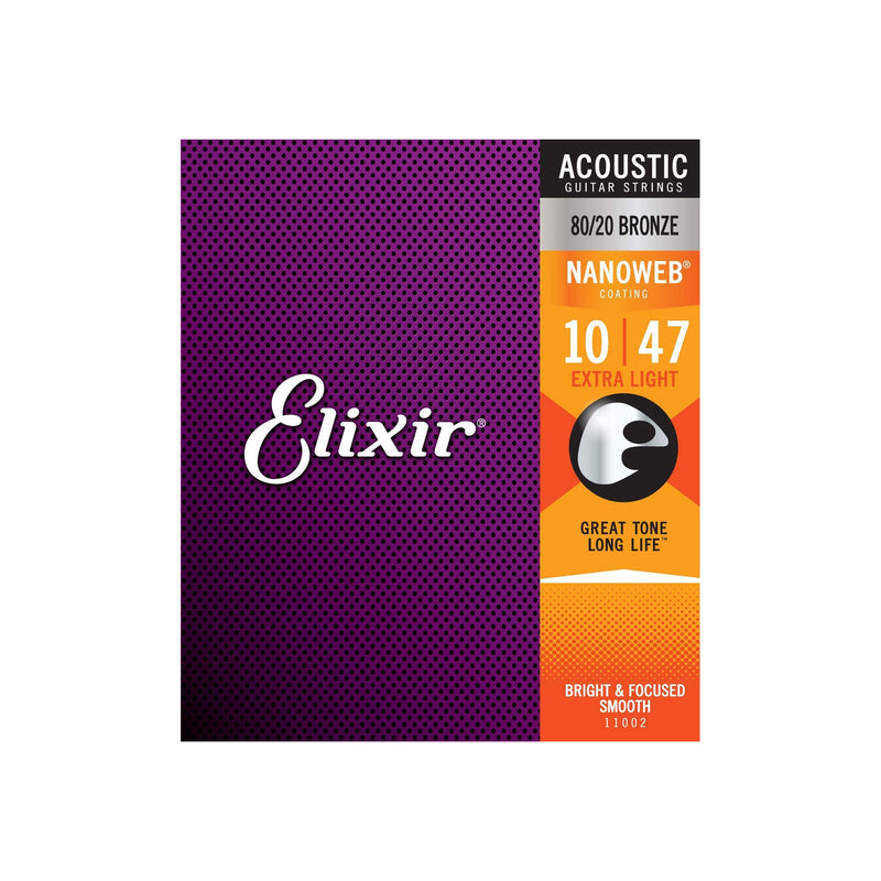 ELIXIR ES11002 80/20 Bronze Nanoweb Extra Light Guitar Strings - ACOUSTIC GUITAR STRINGS - ELIXIR - TOMS The Only Music Shop