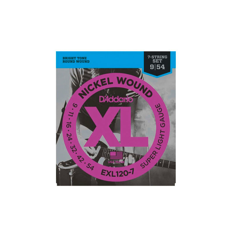 D'Addario EXL120-7 Nickel Wound Electric Strings - .009-.054 7-string Super Light - GUITAR STRINGS - D'ADDARIO - TOMS The Only Music Shop