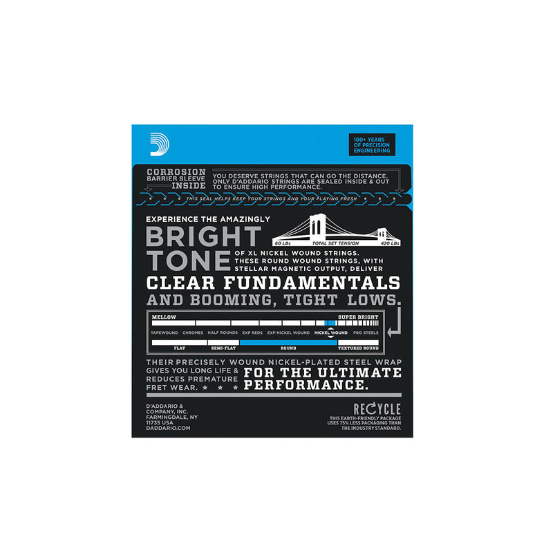 D'Addario EXL165-6 Regular Light Top/ Medium Bottom Nickel Wound 6-string Long Scale Bass Strings - .045-.135 - BASS GUITAR STRINGS - D'ADDARIO - TOMS The Only Music Shop