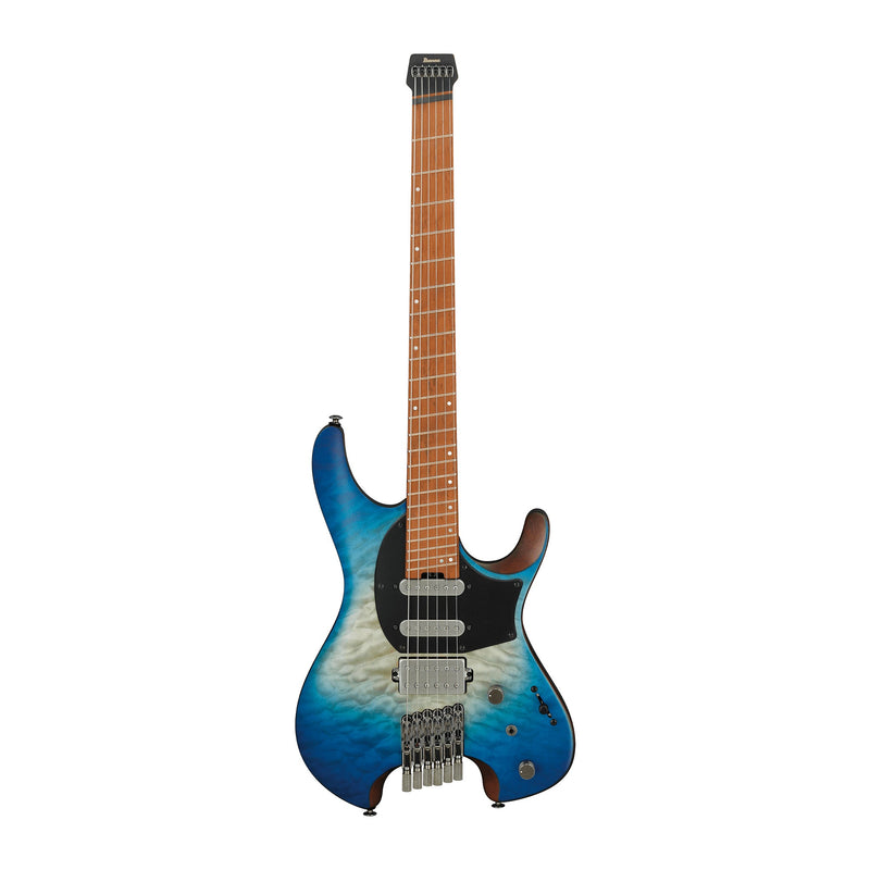 Ibanez QX54QM-BSM Q Series Headless Electric Guitar HSS in Blue Sphere Burst Matte with Slanted Frets
