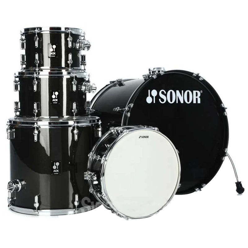 Sonor SO17505447 AQX Stage 5 Piece Drum Kit in Black Midnight Sparkle